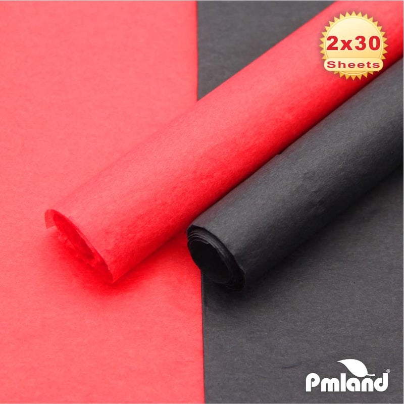 PM لاند مناديل تغليف الهدايا PMLAND - أسود وأحمر - 20 بوصة × 26 بوصة 60 ورقة - Image 5